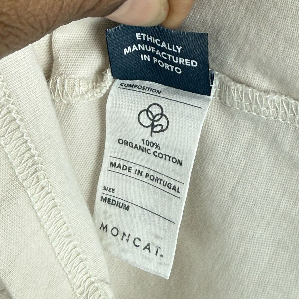 Moncat Typographia Women’s Graphic T-Shirt Size M Beige Organic Cotton - Picture 15 of 16